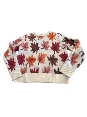 Kiel James Patrick Autumn Weather Leaf Sweater Medium Wool Blend Fall Preppy